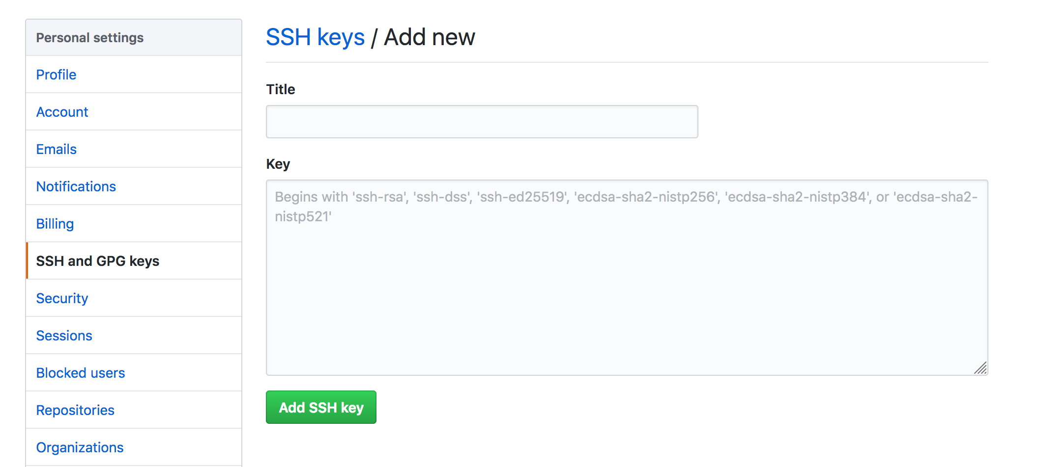 Add SSH Kye